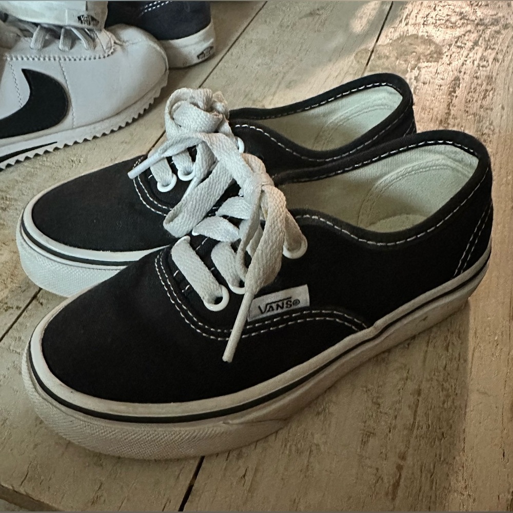 Vans Kids Black and White Canvas Sneakers